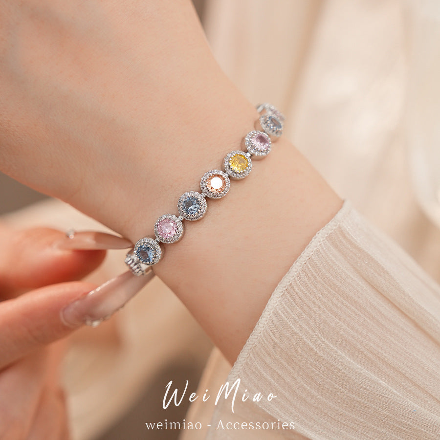 Zircon round buckle bracelet light luxury niche high-end bracelet court style exquisite temperament fashion jewelry wholesale