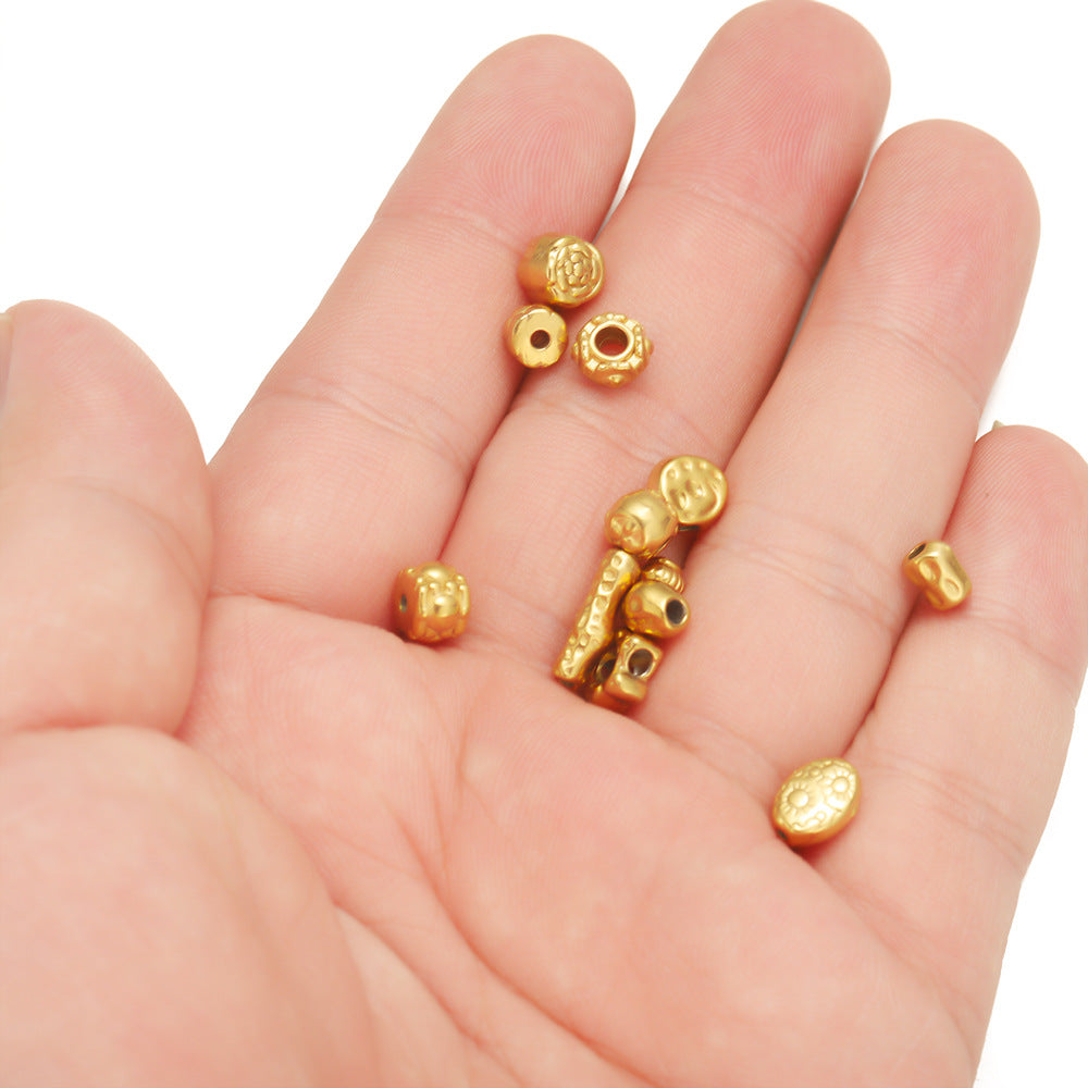 Stainless steel bead spacer loose beads DIY handmade necklace bead accessories pendant color retention waterproof furnace bead spacer accessories DIY