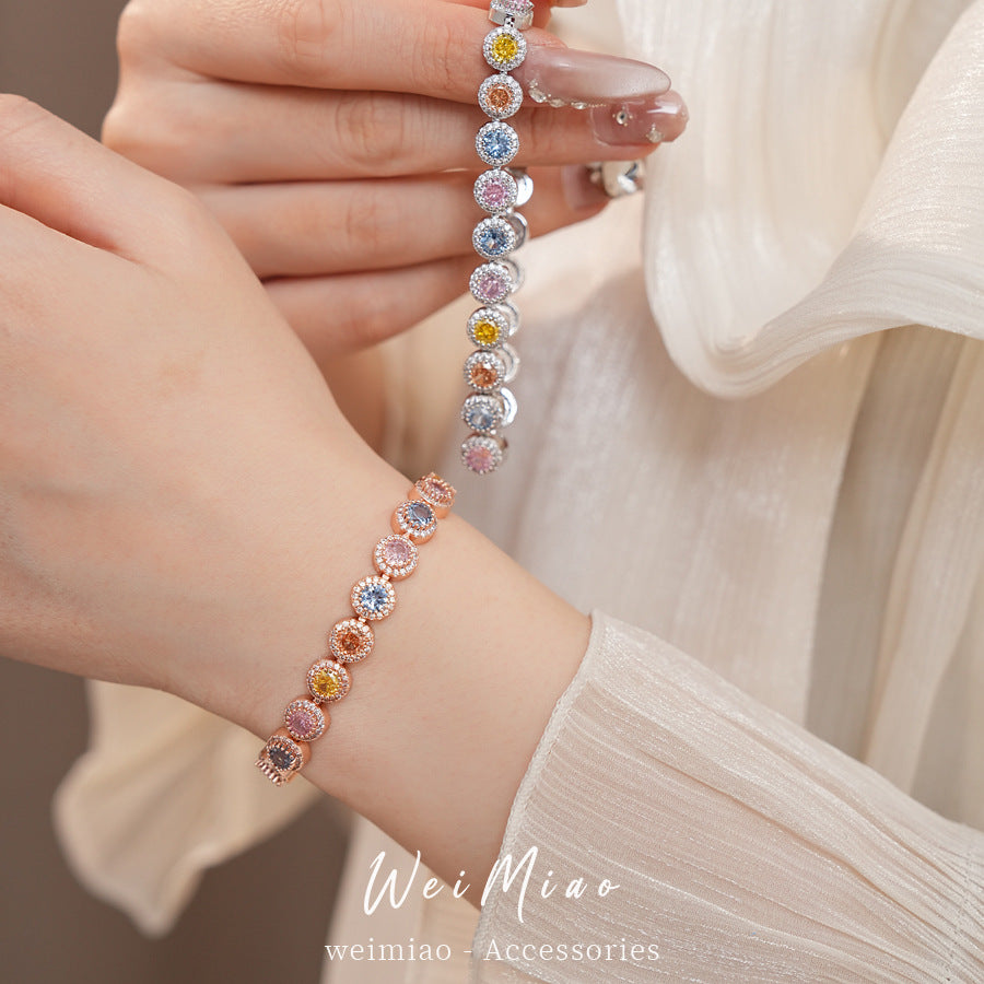 Zircon round buckle bracelet light luxury niche high-end bracelet court style exquisite temperament fashion jewelry wholesale