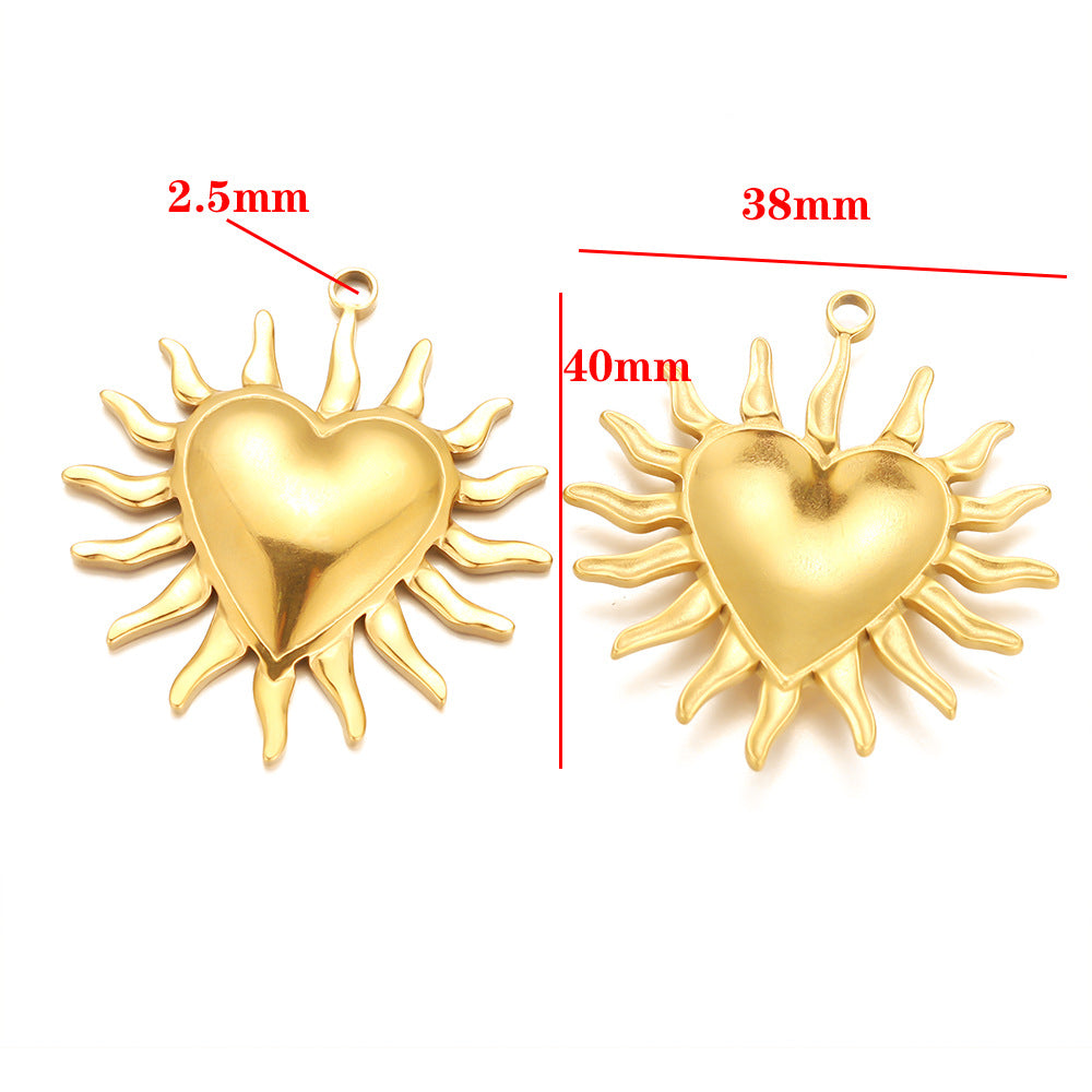 Stainless steel gold sunflower retro pendant DIY handmade accessories pendant non-fading necklace bracelet pendant