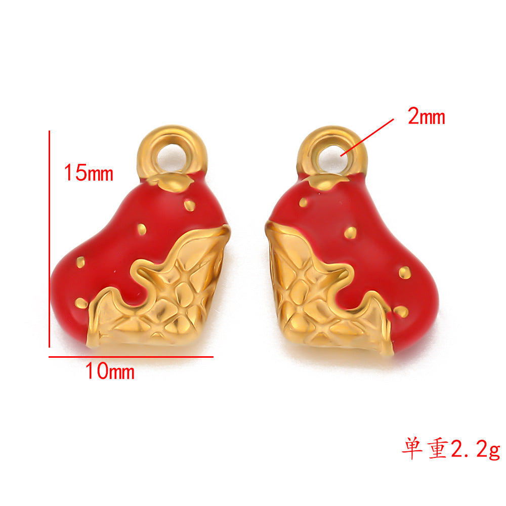 Stainless steel oil drop love diamond pendant DIY jewelry pendant accessories bracelet necklace beaded pendant accessories