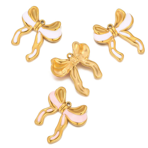 18k oil drop bow versatile pendant DIY chain bracelet accessories stainless steel DIY jewelry accessories pendant