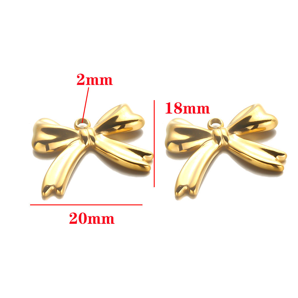 Stainless steel bow pendant DIY handmade pendant pendant necklace bracelet collarbone chain pendant accessories pendant
