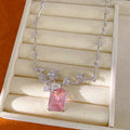 Exquisite temperament zircon flower butterfly square necklace light luxury niche collarbone chain high-end fashion jewelry set