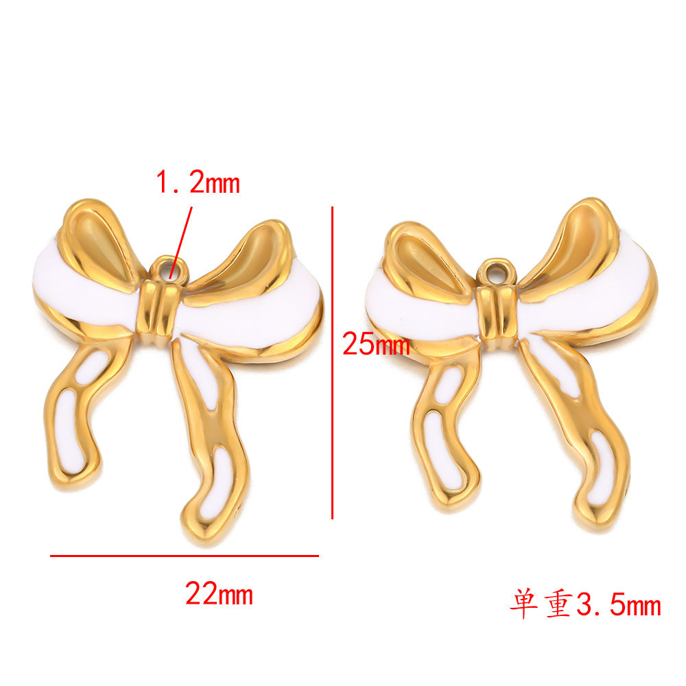 18k oil drop bow versatile pendant DIY chain bracelet accessories stainless steel DIY jewelry accessories pendant