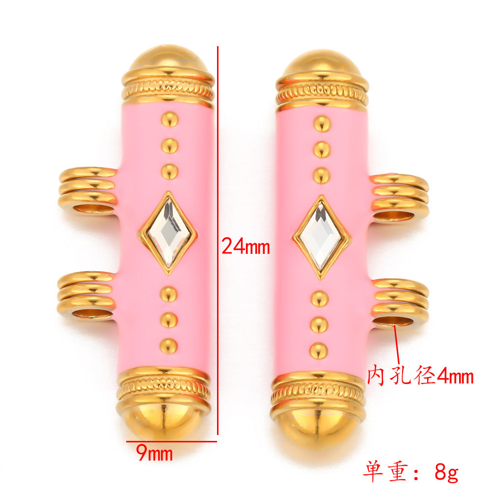Stainless steel diamond DIY pendant beaded material DIY bracelet necklace jewelry versatile hole bead pendant bracelet pendant