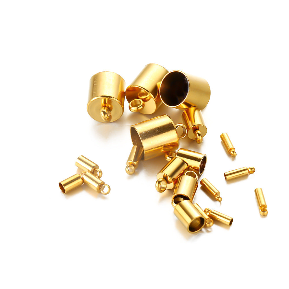 18k stainless steel bucket DIY jewelry accessories leather rope buckle hanging bell multi-purpose cap leather rope connection tail buckle