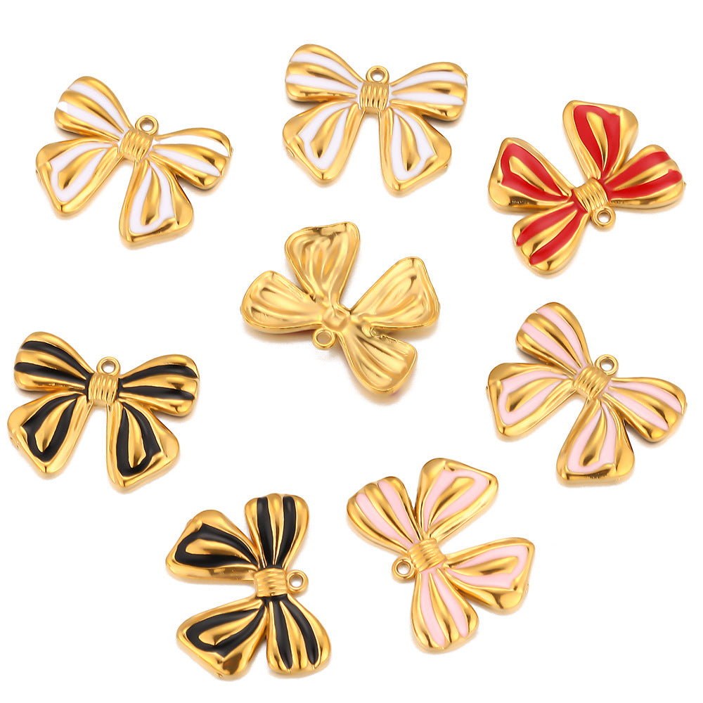 Stainless steel bow love pendant DIY jewelry accessories bracelet necklace accessories beaded pendant oil drop pendant