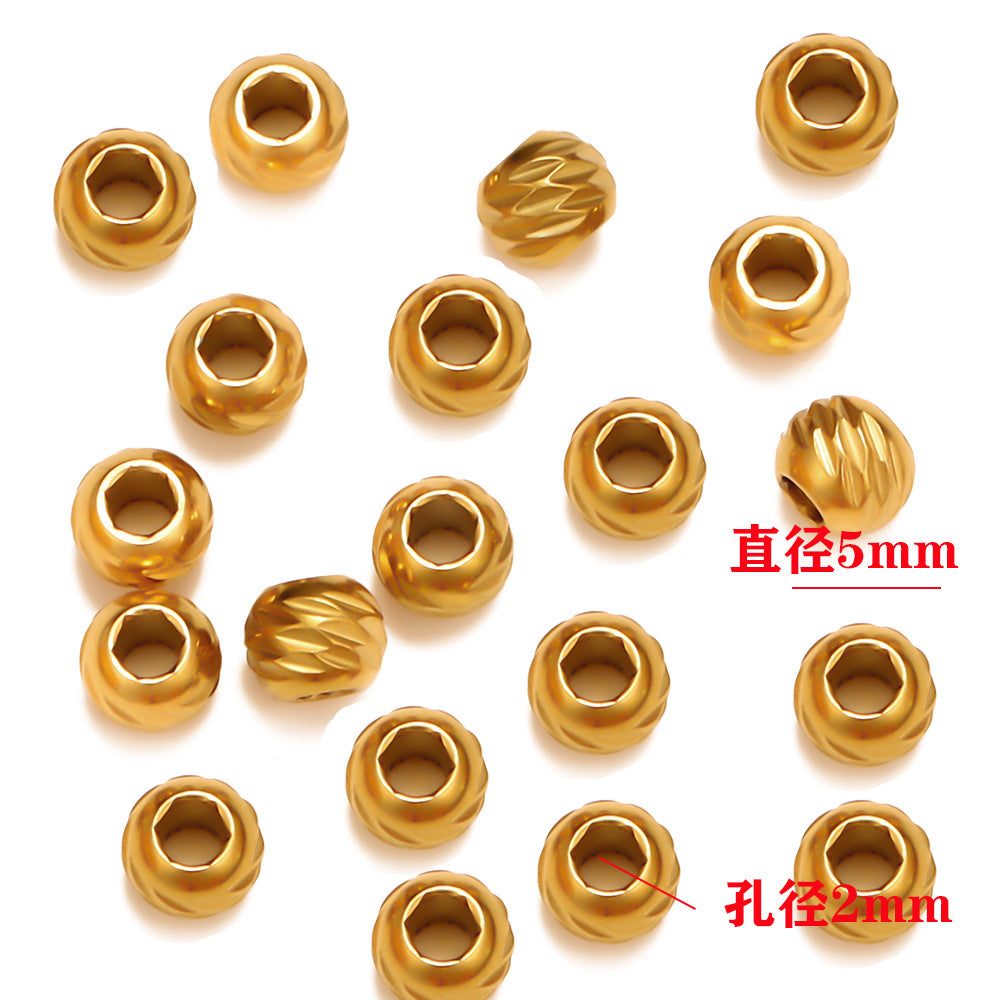 Stainless steel vacuum plated knife pattern beads DIY jewelry accessories wheel beads flat beads 18k titanium steel beads woven beads