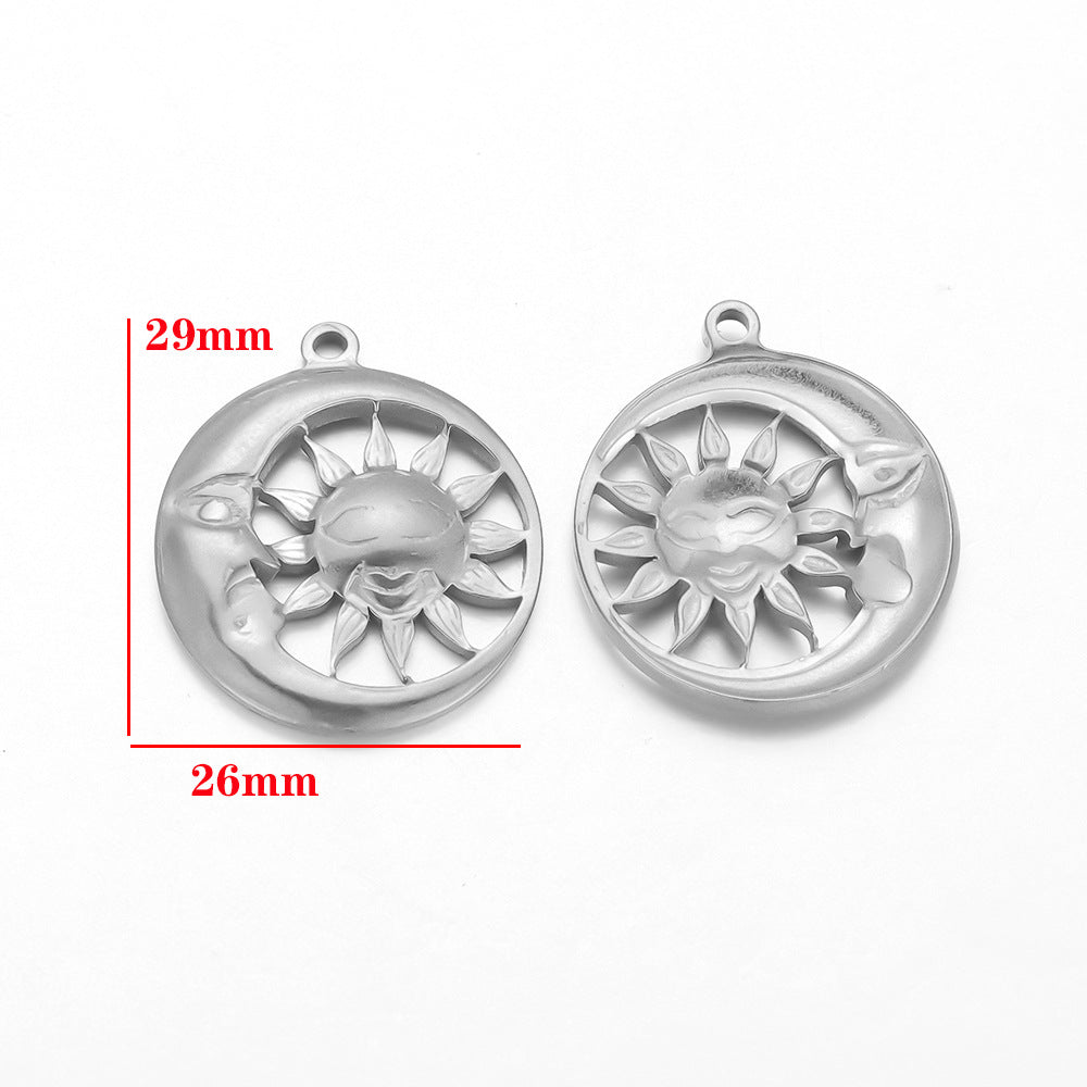 Stainless steel gold sunflower retro pendant DIY handmade accessories pendant non-fading necklace bracelet pendant
