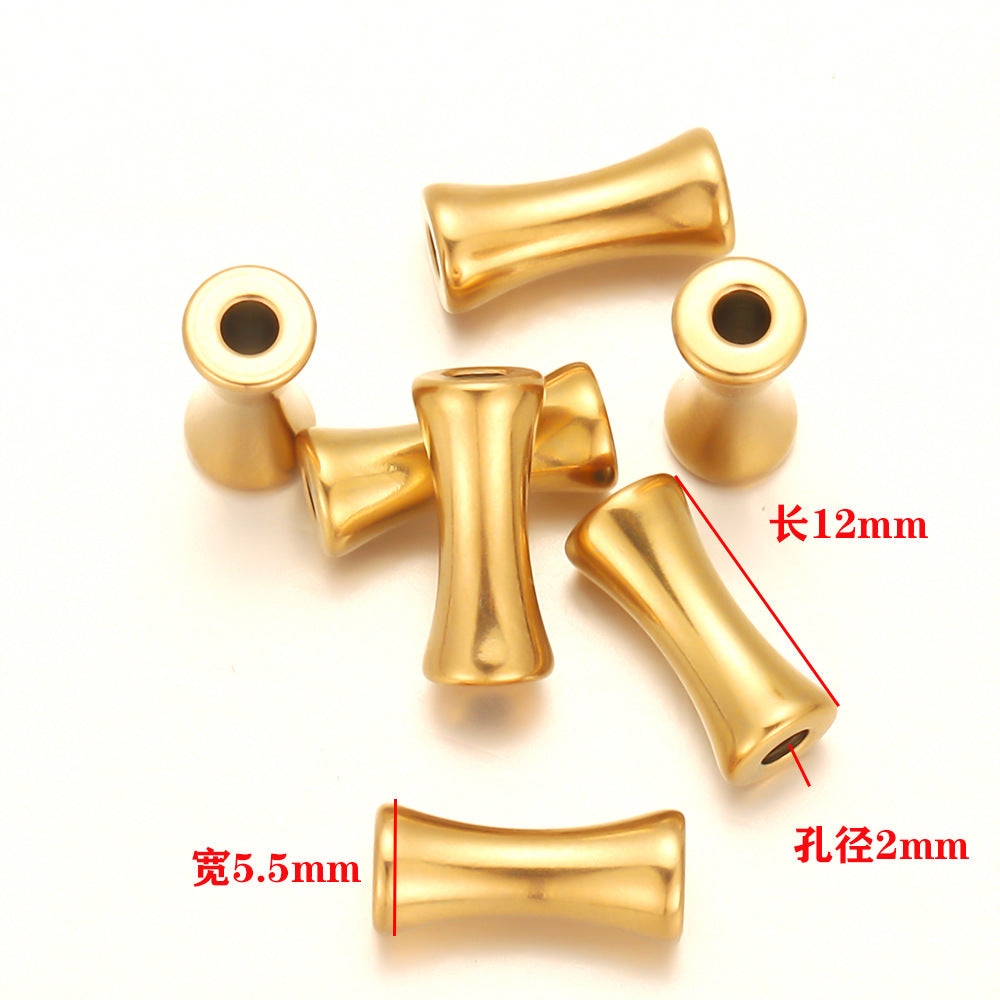 18k stainless steel vase shape hole beads vacuum plated necklace beads diy jewelry accessories gold bamboo tube beads