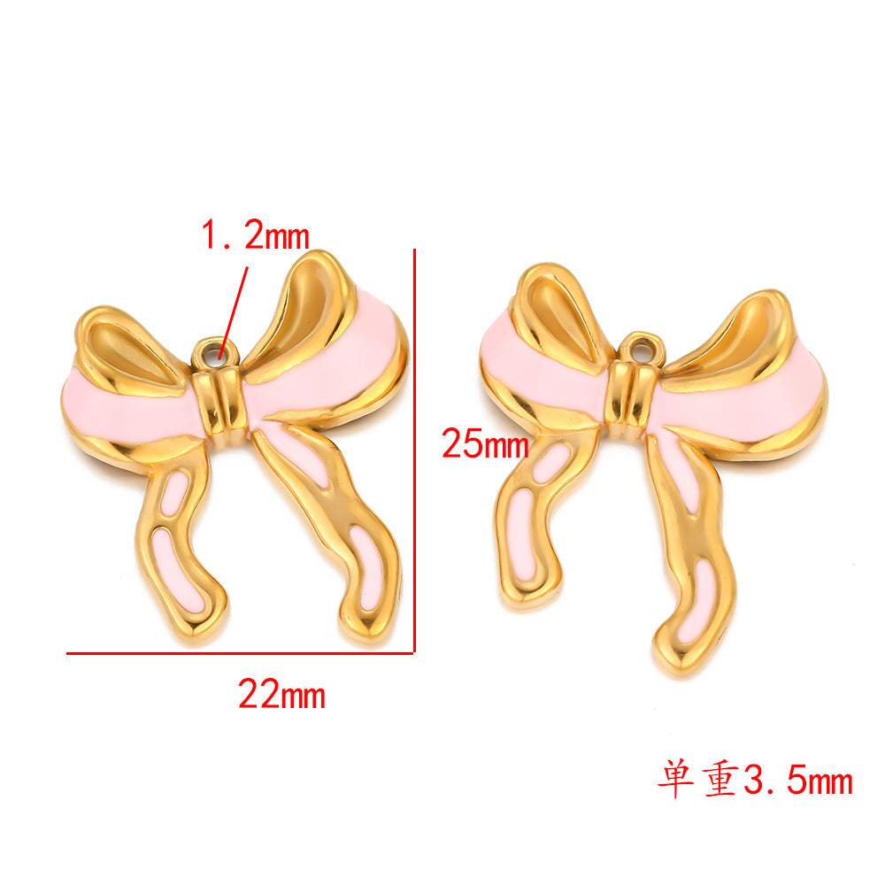 18k oil drop bow versatile pendant DIY chain bracelet accessories stainless steel DIY jewelry accessories pendant