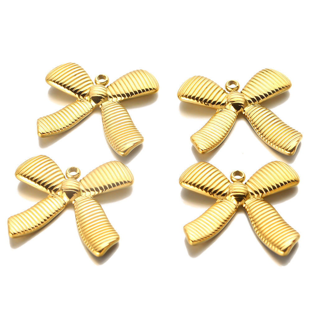 304 stainless steel gold bow pendant, fashionable versatile pendant pendant DIY necklace pendant jewelry accessories