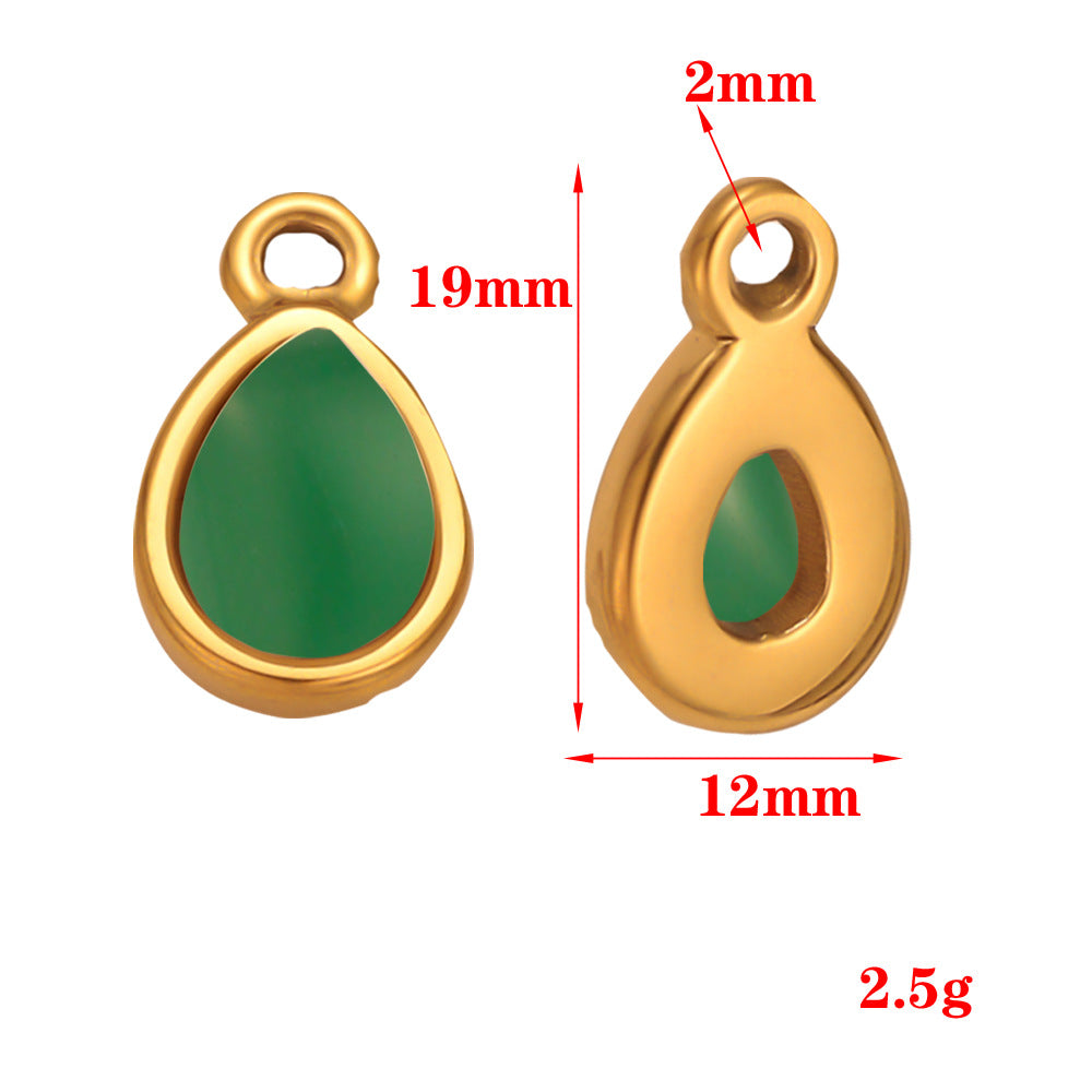 Stainless steel pendant natural stone European and American does not fade personalized pendant pendant necklace accessories rectangular pendant accessories