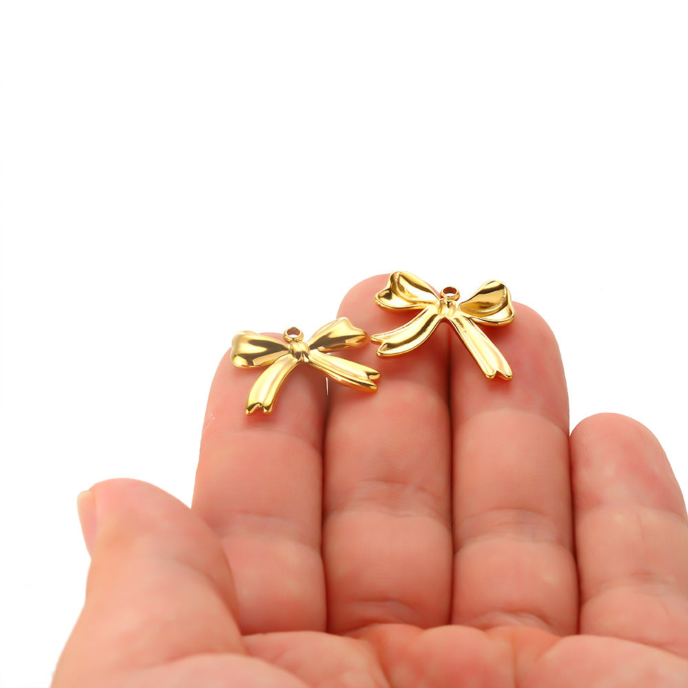 304 stainless steel gold bow pendant, fashionable versatile pendant pendant DIY necklace pendant jewelry accessories