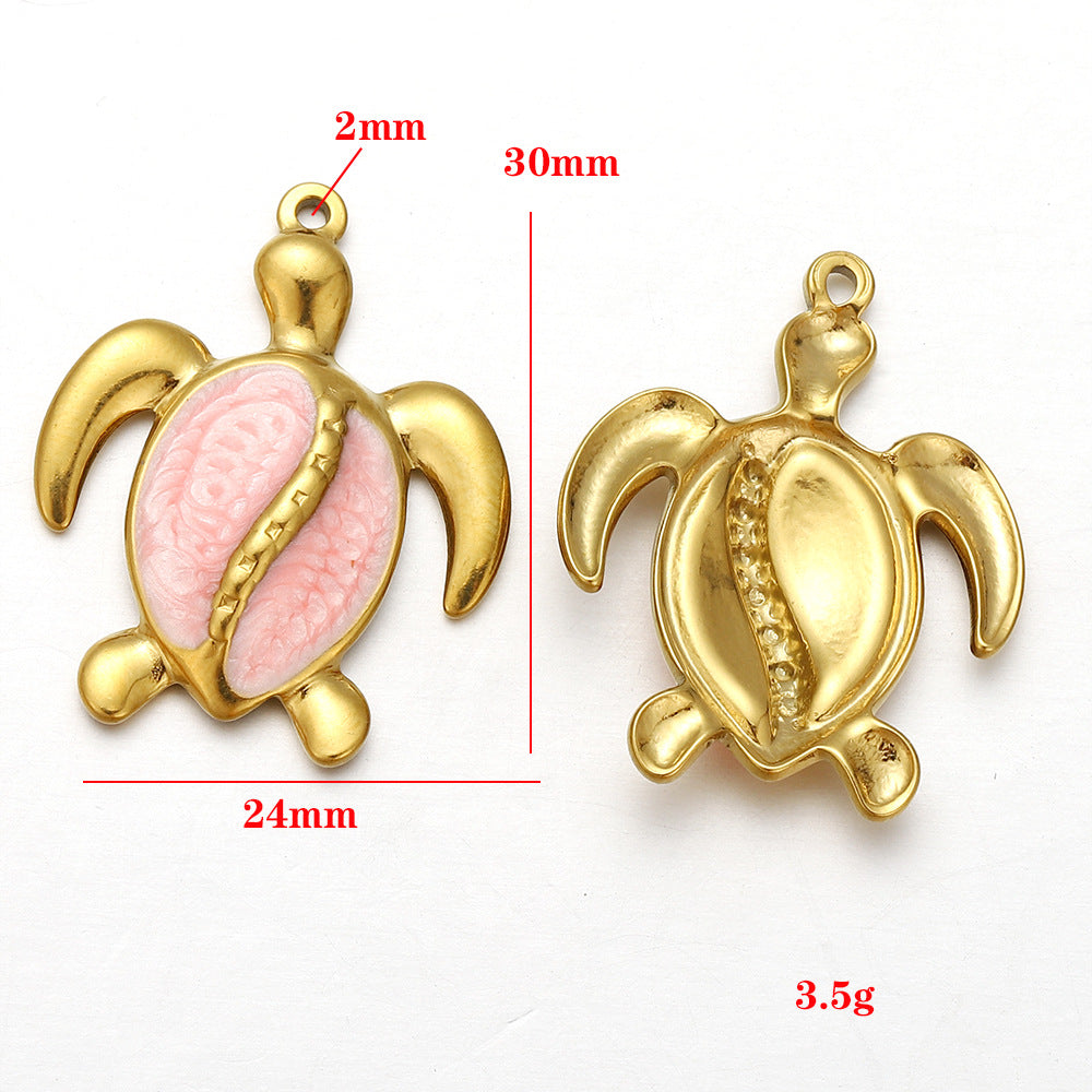 Stainless steel vacuum plated large turtle pendant jewelry oil pressure accessories turtle pendant dripping DIY necklace pendant