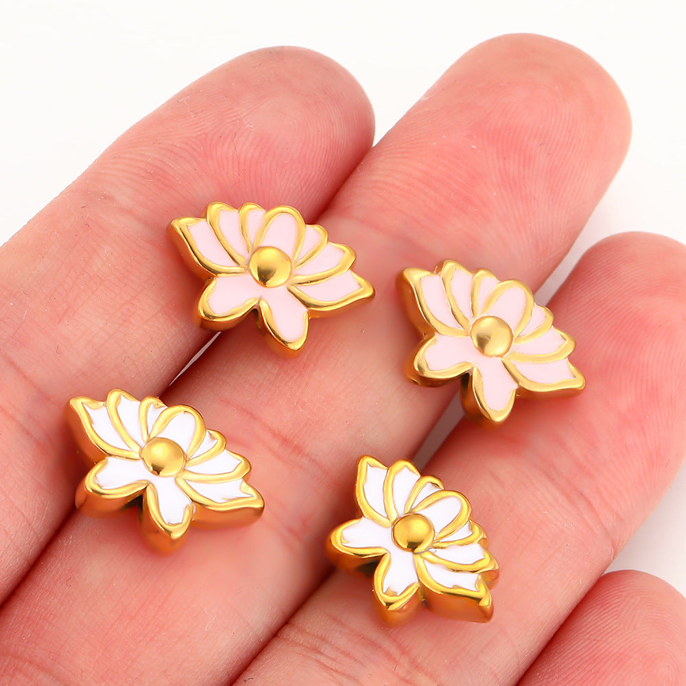 Stainless steel oil drop lotus bead accessories bead pendant DIY chain bracelet accessories material jewelry pendant