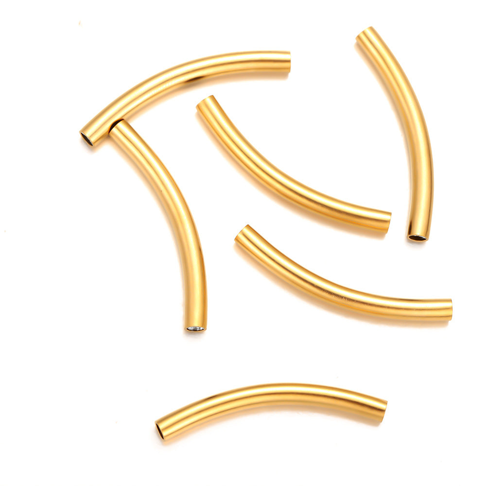 Stainless steel long pipe elbow jewelry accessories DIY bracelet accessories vacuum electroplating gold jewelry hollow pipe sleeve