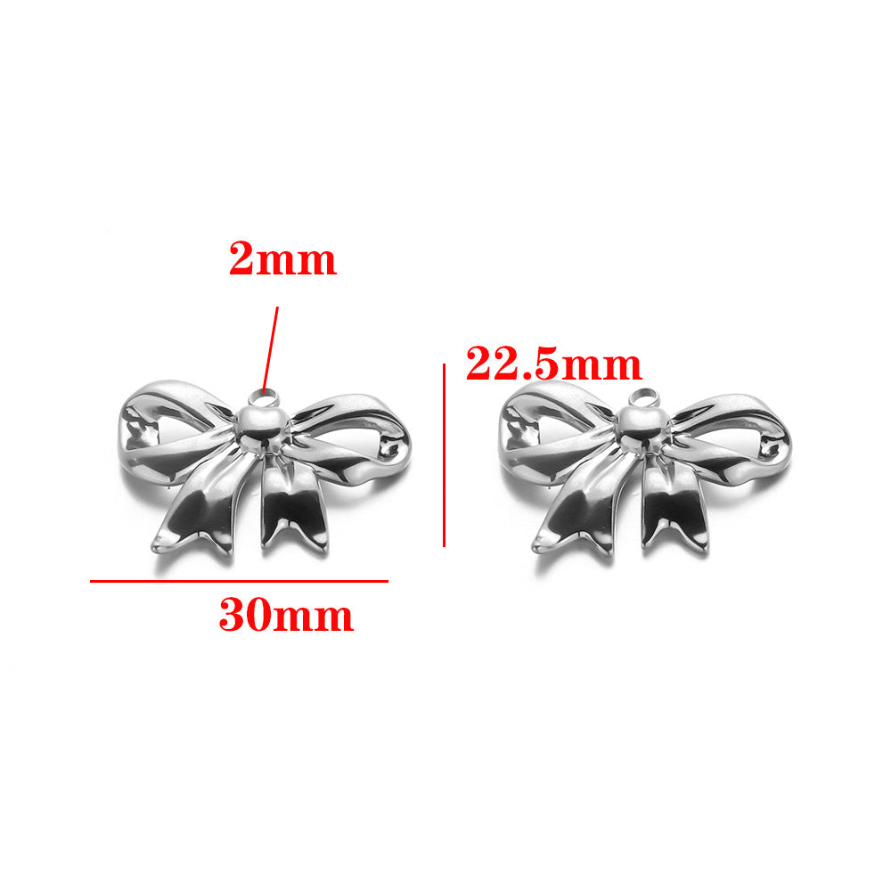 Stainless steel bow pendant DIY handmade pendant pendant necklace bracelet collarbone chain pendant accessories pendant