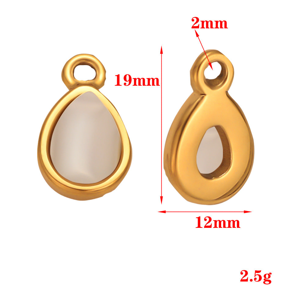 Stainless steel oval pendant inlaid with natural stone pendant DIY jewelry accessories necklace collarbone chain pendant
