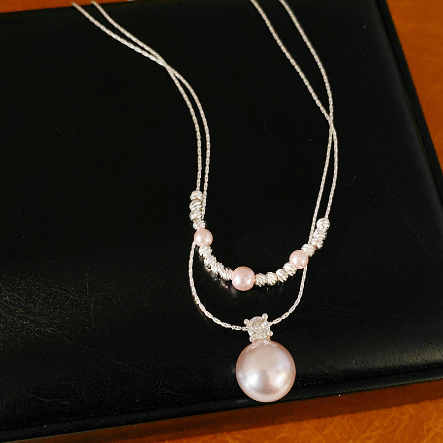 Beaded zircon pearl necklace light luxury niche high-end collarbone chain daily versatile fashion jewelry set wholesale