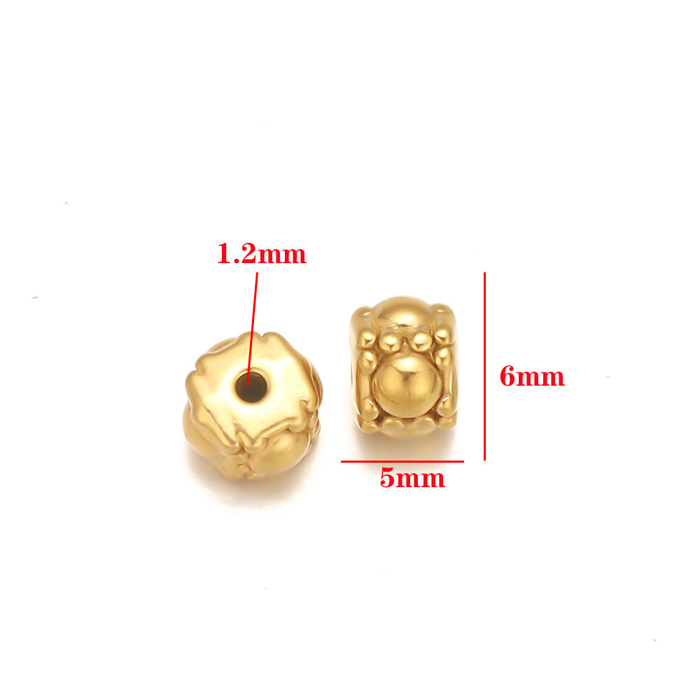 Stainless steel bead spacer loose beads DIY handmade necklace bead accessories pendant color retention waterproof furnace bead spacer accessories DIY