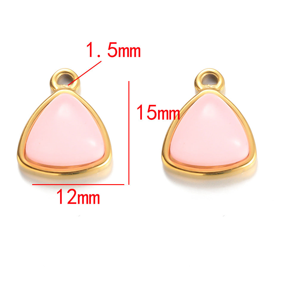 Stainless steel natural stone pendant triangle DIY necklace accessories pendant DIY small items small pendant jewelry accessories