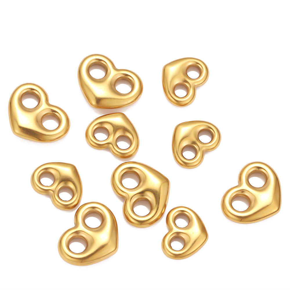 Cross-border stainless steel double-hole love pendant chain connection buckle DIY jewelry accessories pig nose buckle bead spacer accessories