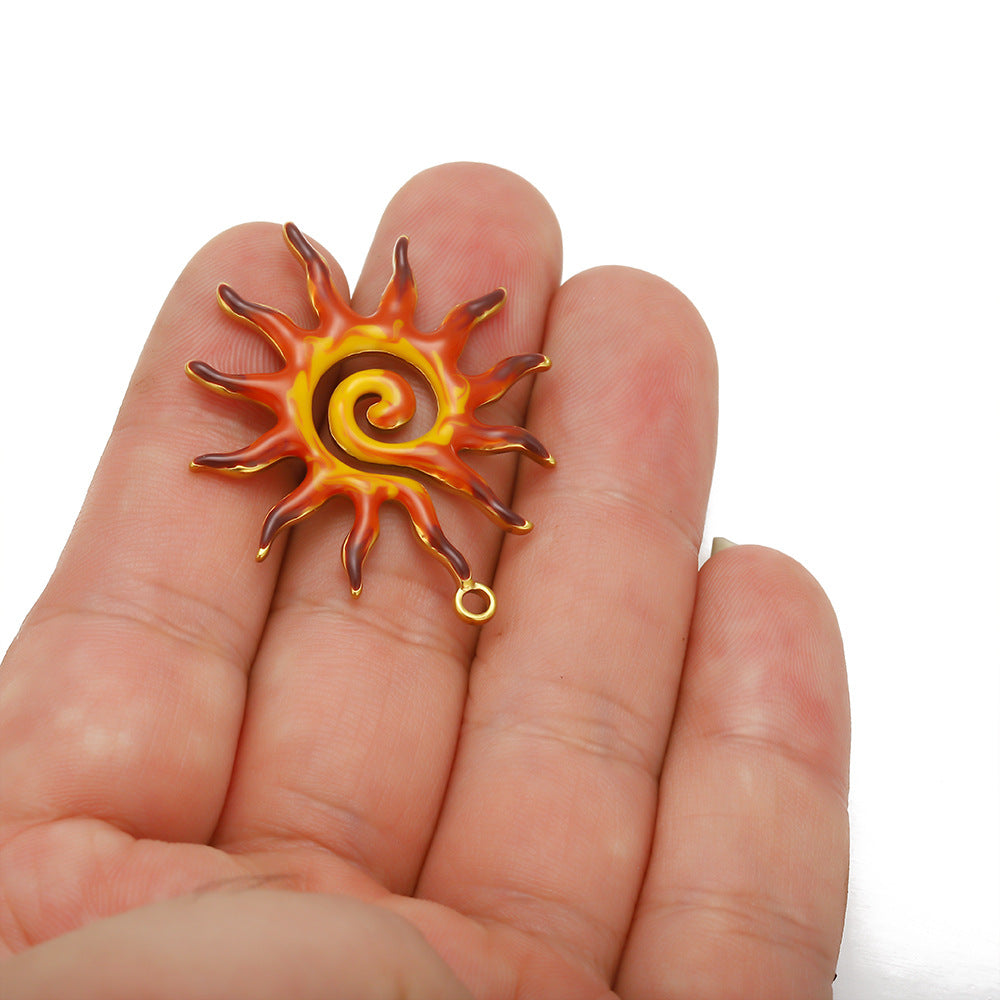 Stainless steel rotating sun pendant DIY jewelry accessories pendant pendant necklace bracelet single hole pendant accessories