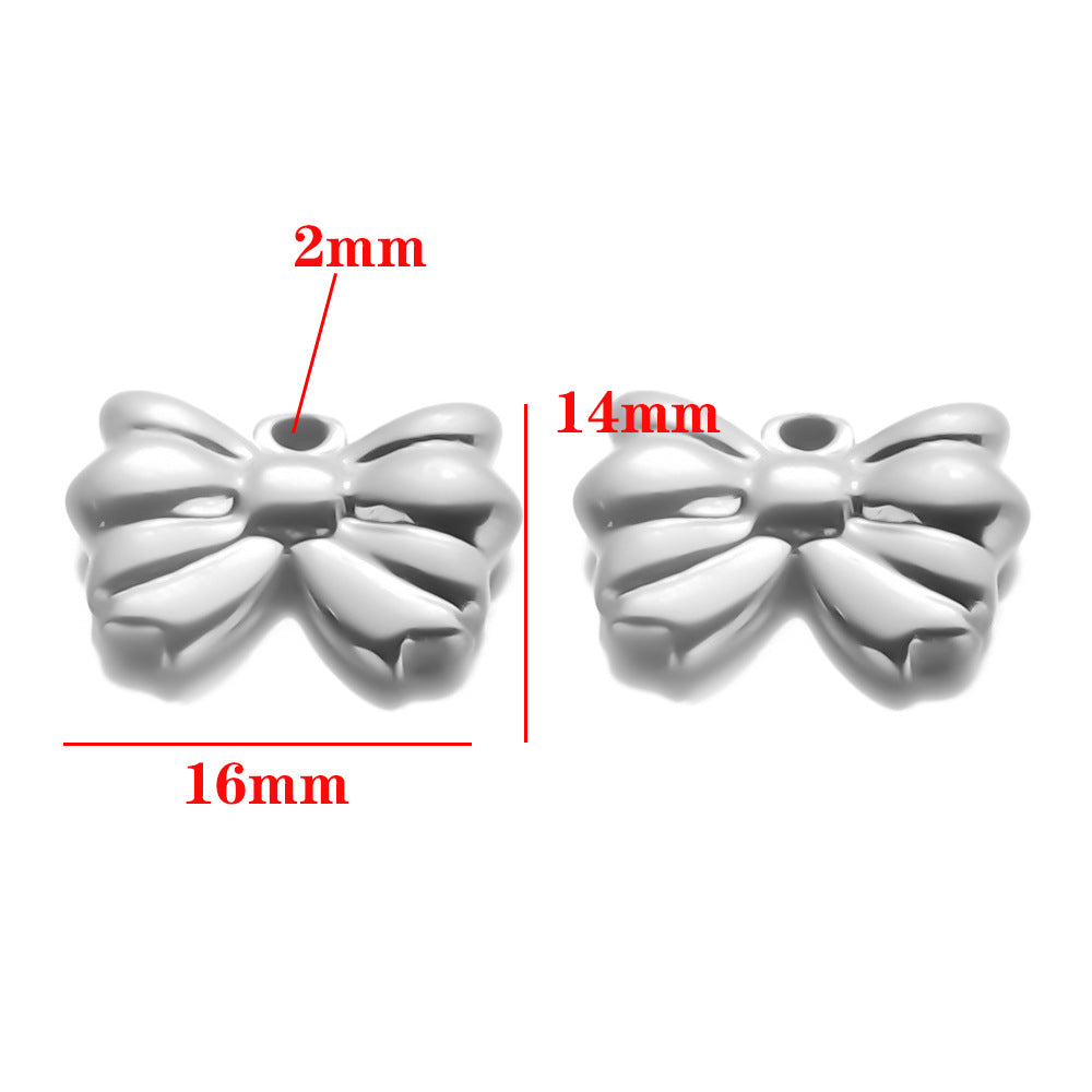 Stainless steel bow pendant DIY handmade pendant pendant necklace bracelet collarbone chain pendant accessories pendant