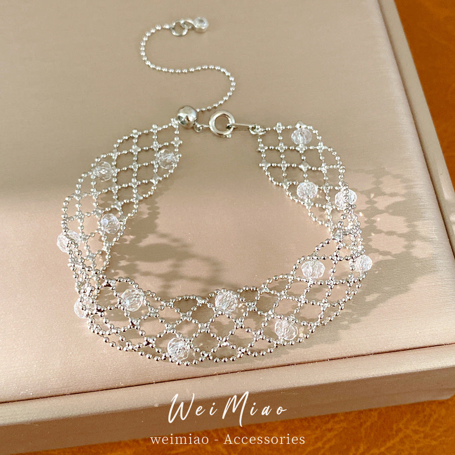 Glass hollow bracelet necklace European and American cross-border fashion versatile temperament sweater chain high-end light luxury jewelry set