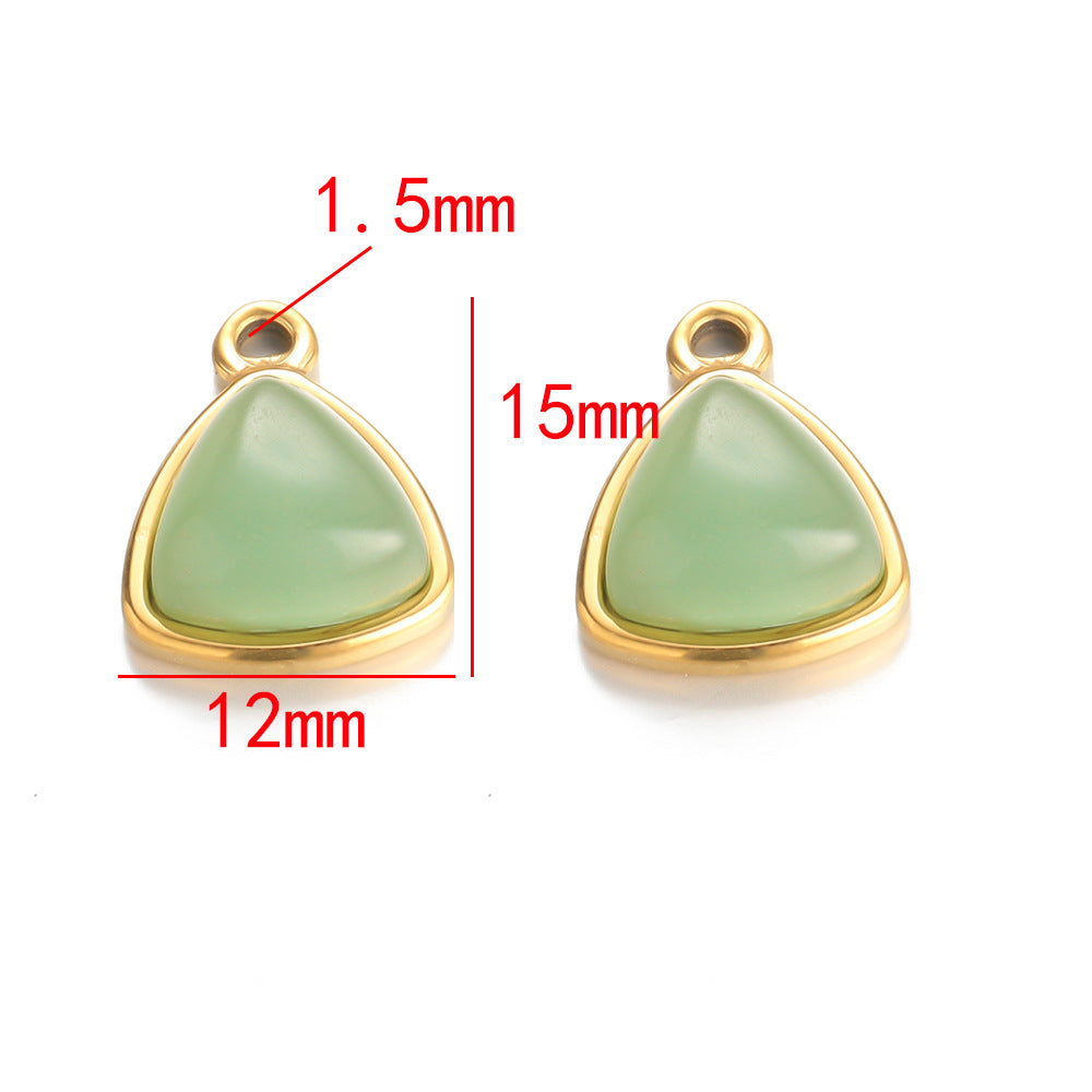 Stainless steel natural stone pendant triangle DIY necklace accessories pendant DIY small items small pendant jewelry accessories