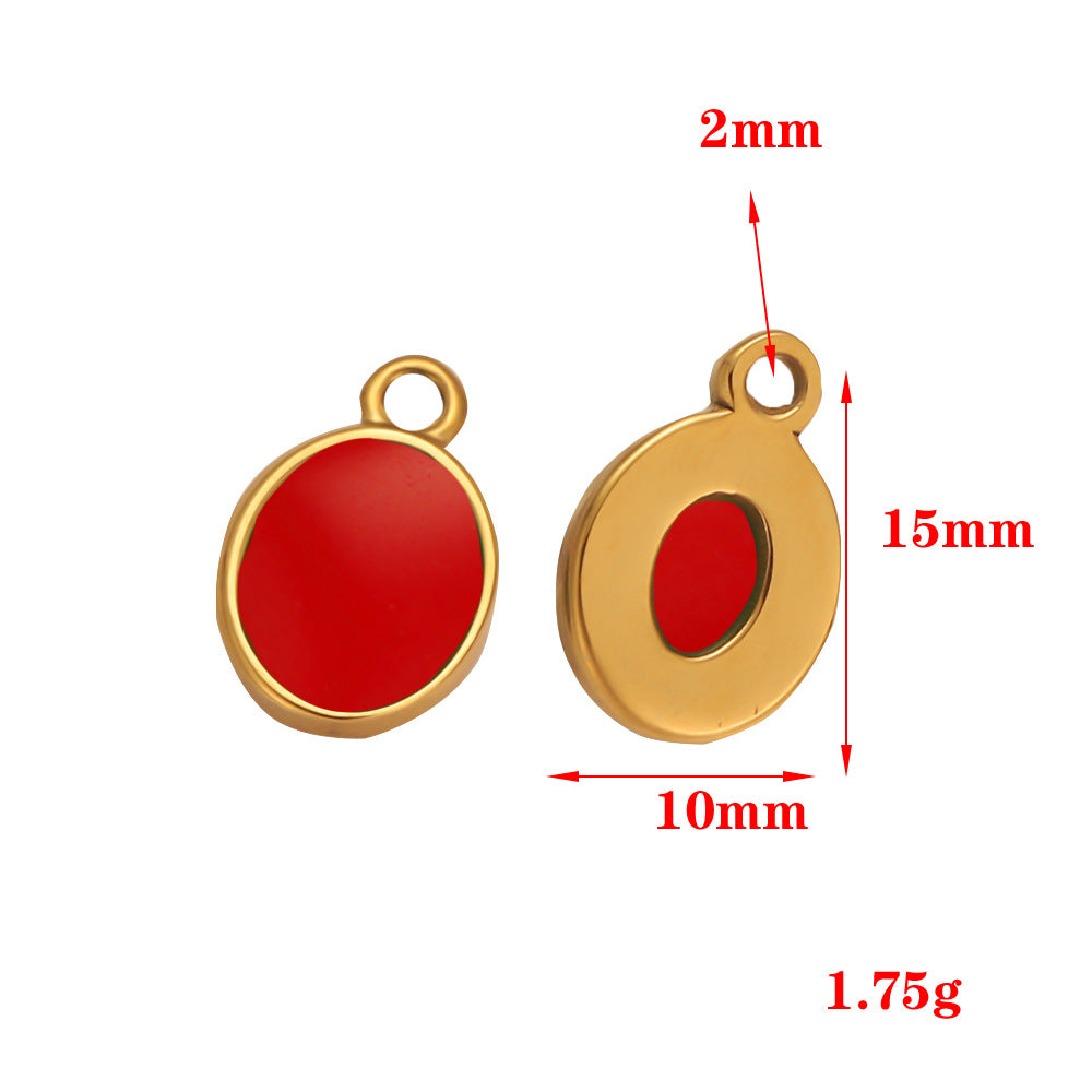 Stainless steel inlaid natural stone oval DIY small pendant earrings bracelet necklace handmade materials wholesale factory direct sales
