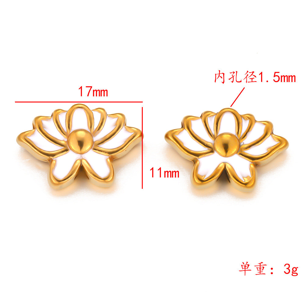 Stainless steel oil drop lotus bead accessories bead pendant DIY chain bracelet accessories material jewelry pendant
