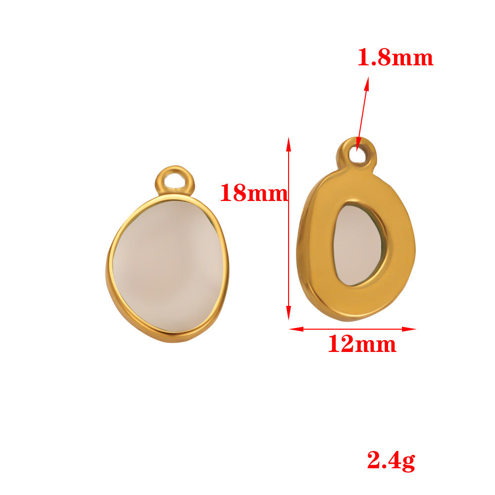 Stainless steel oval pendant inlaid with natural stone pendant DIY jewelry accessories necklace collarbone chain pendant