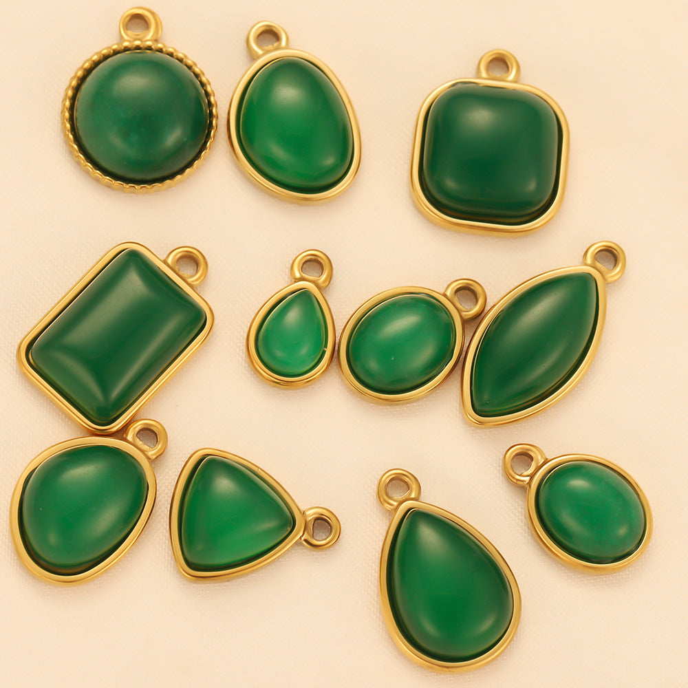 Stainless steel pendant natural stone European and American does not fade personalized pendant pendant necklace accessories rectangular pendant accessories