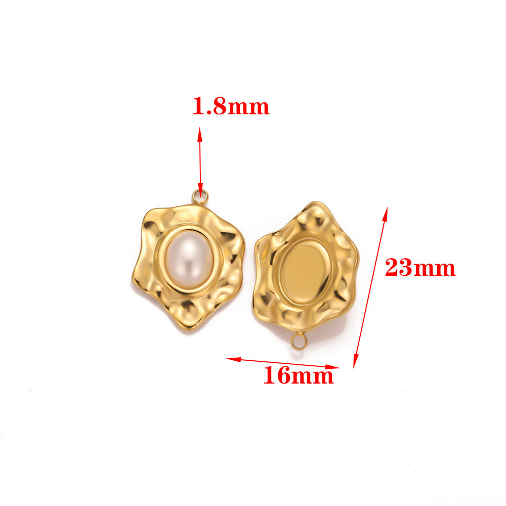 Stainless steel vacuum plated 8K gold imitation pearl pendant DIY jewelry accessories pendant collarbone chain pendant pendant pendant