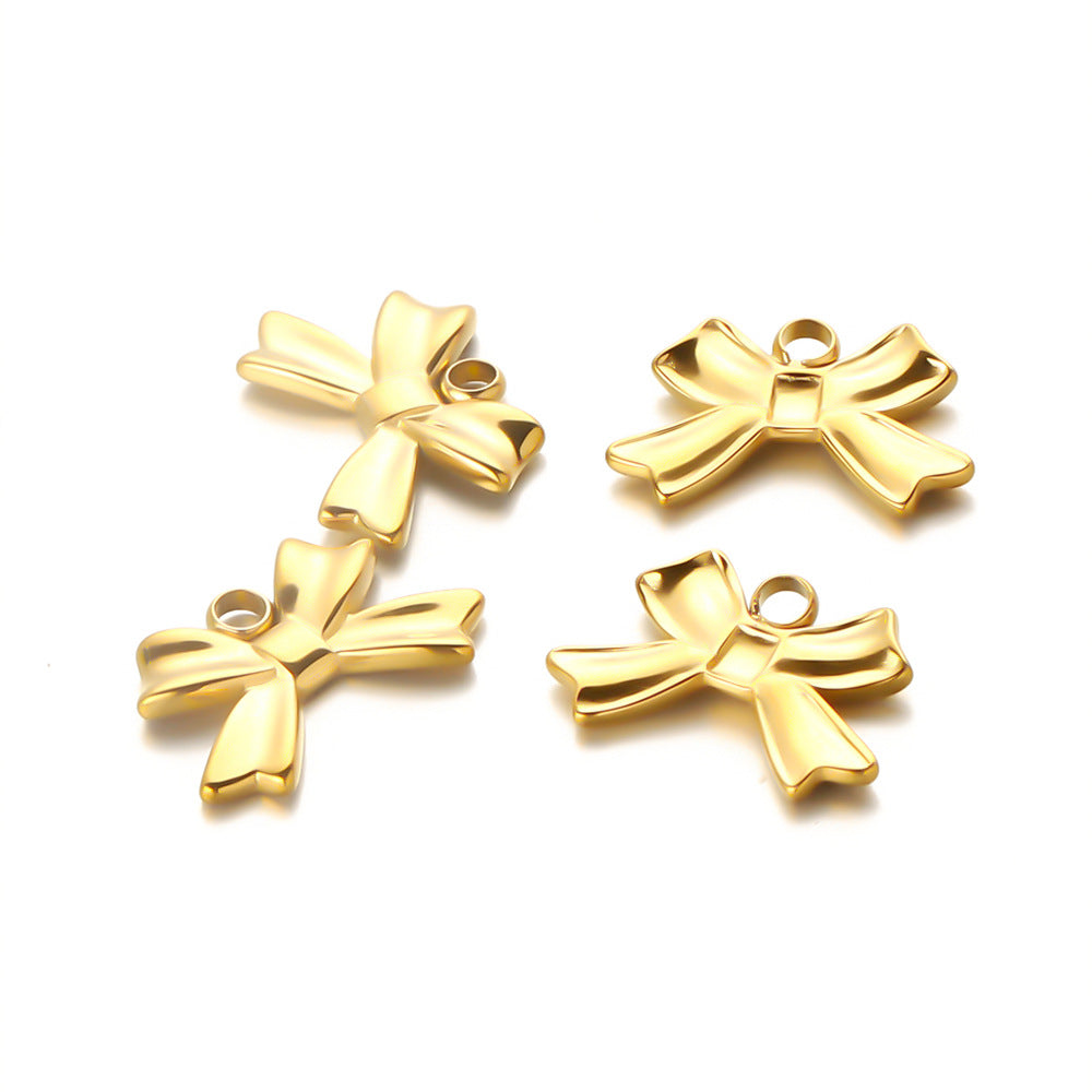 Stainless steel gold bow small pendant DIY jewelry accessories pendant bracelet necklace pendant pendant wholesale