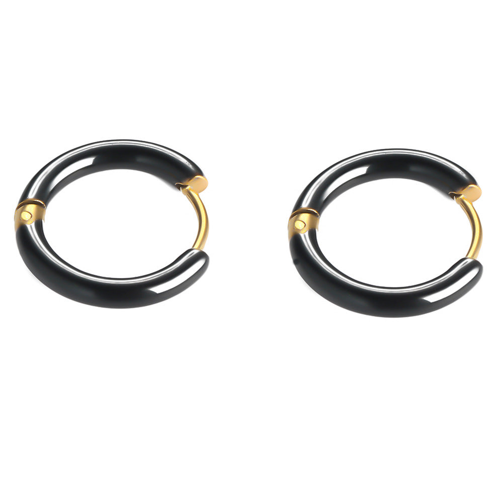 Multi-color oil drip earrings New retro circle earrings Cross-border European and American stainless steel non-fading earrings Oil drip earrings