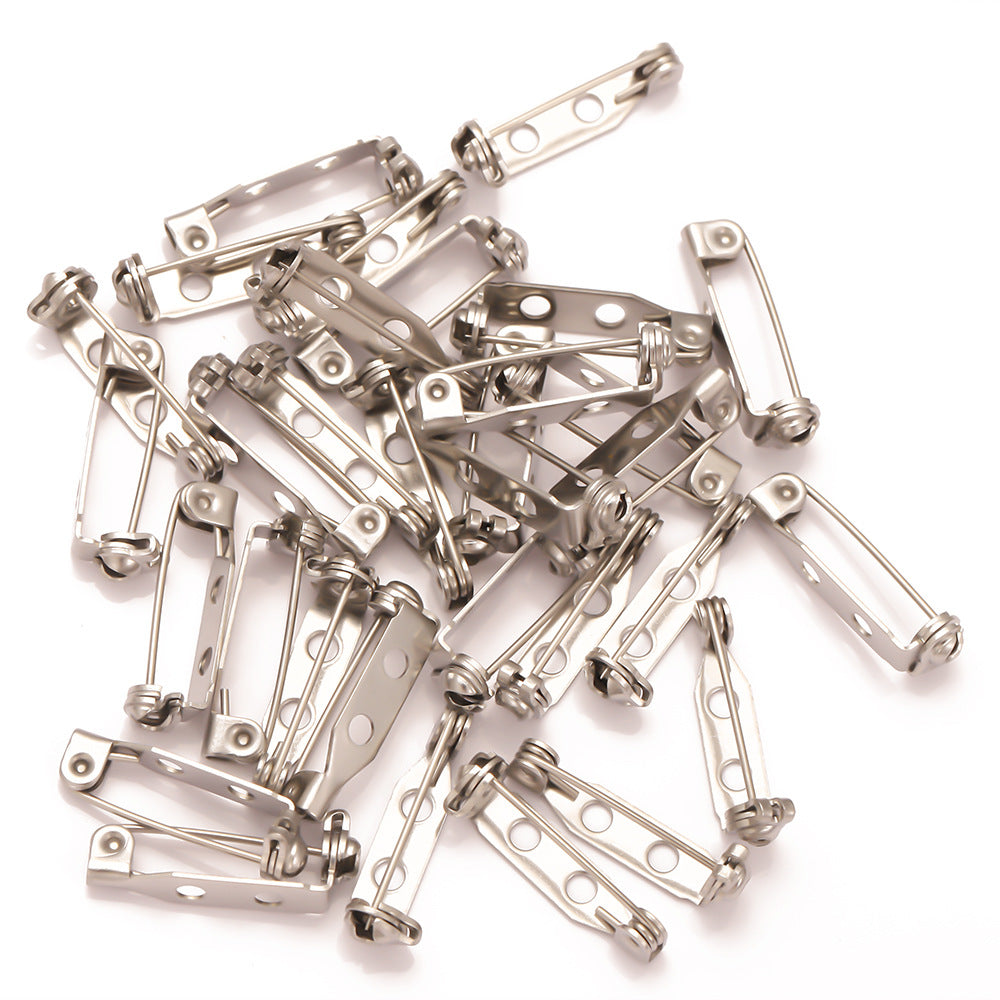 Stainless steel pin perforated brooch DIY accessories with lock head round hole brooch jewelry clothing anti-puncture hand safety needle