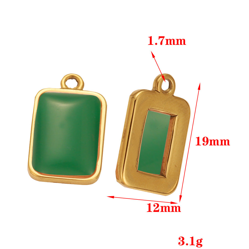 Stainless steel pendant natural stone European and American does not fade personalized pendant pendant necklace accessories rectangular pendant accessories