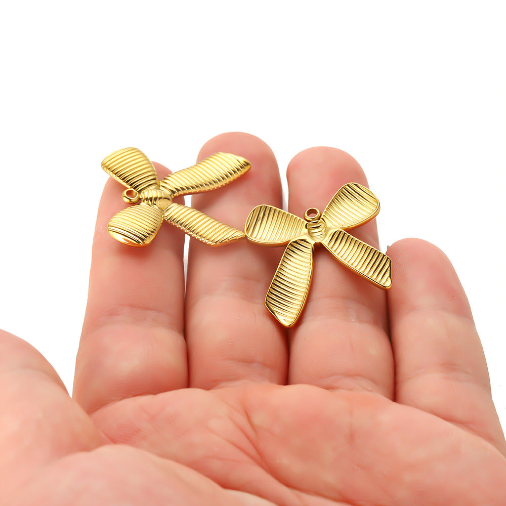 304 stainless steel gold bow pendant, fashionable versatile pendant pendant DIY necklace pendant jewelry accessories