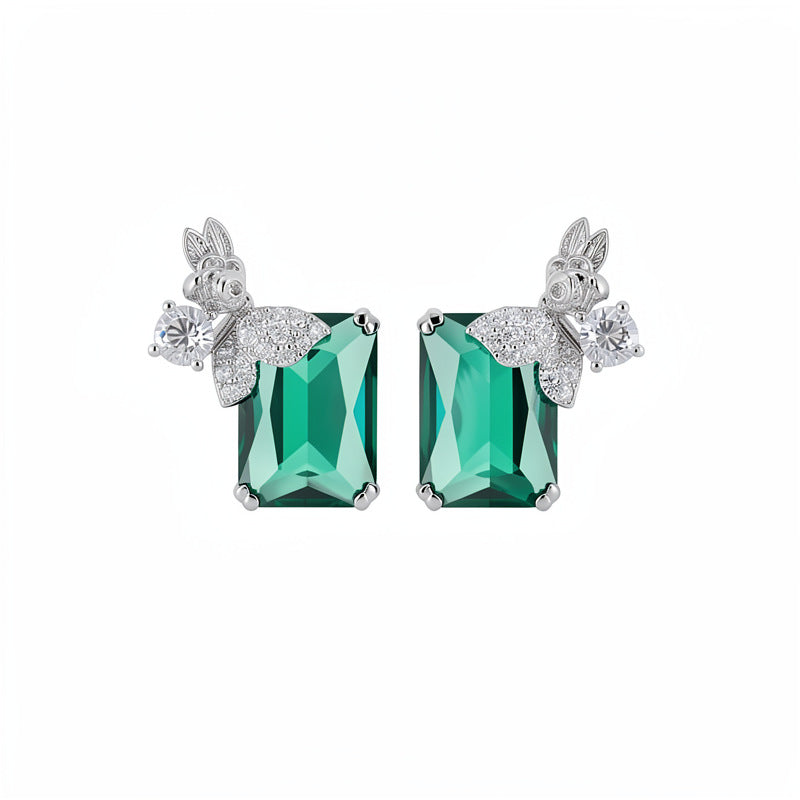 Court style exquisite zircon flower butterfly square necklace light luxury niche collarbone chain high-end jewelry set