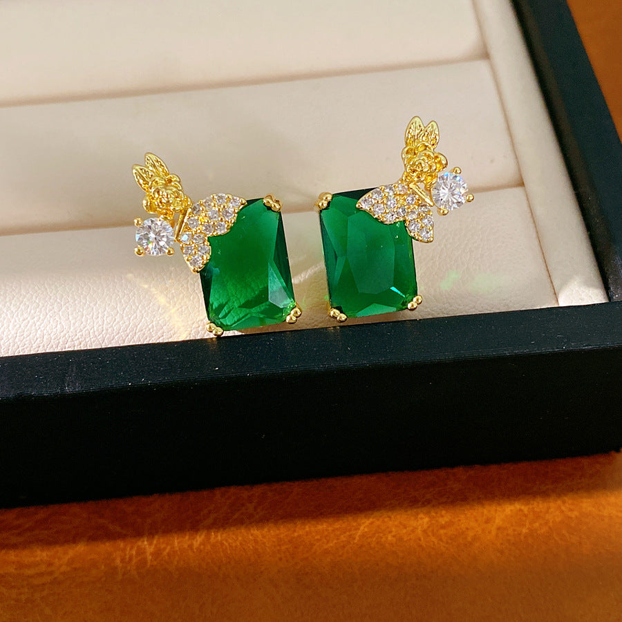 Exquisite temperament zircon flower butterfly square necklace light luxury niche collarbone chain high-end fashion jewelry set