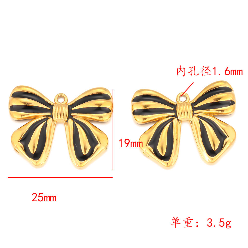 Stainless steel bow love pendant DIY jewelry accessories bracelet necklace accessories beaded pendant oil drop pendant