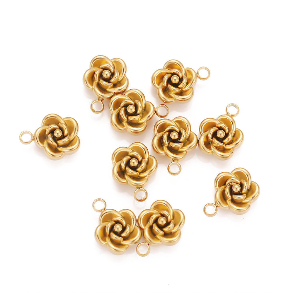 Stainless steel vacuum rose pendant DIY jewelry accessories pendant pendant handmade beaded necklace bracelet