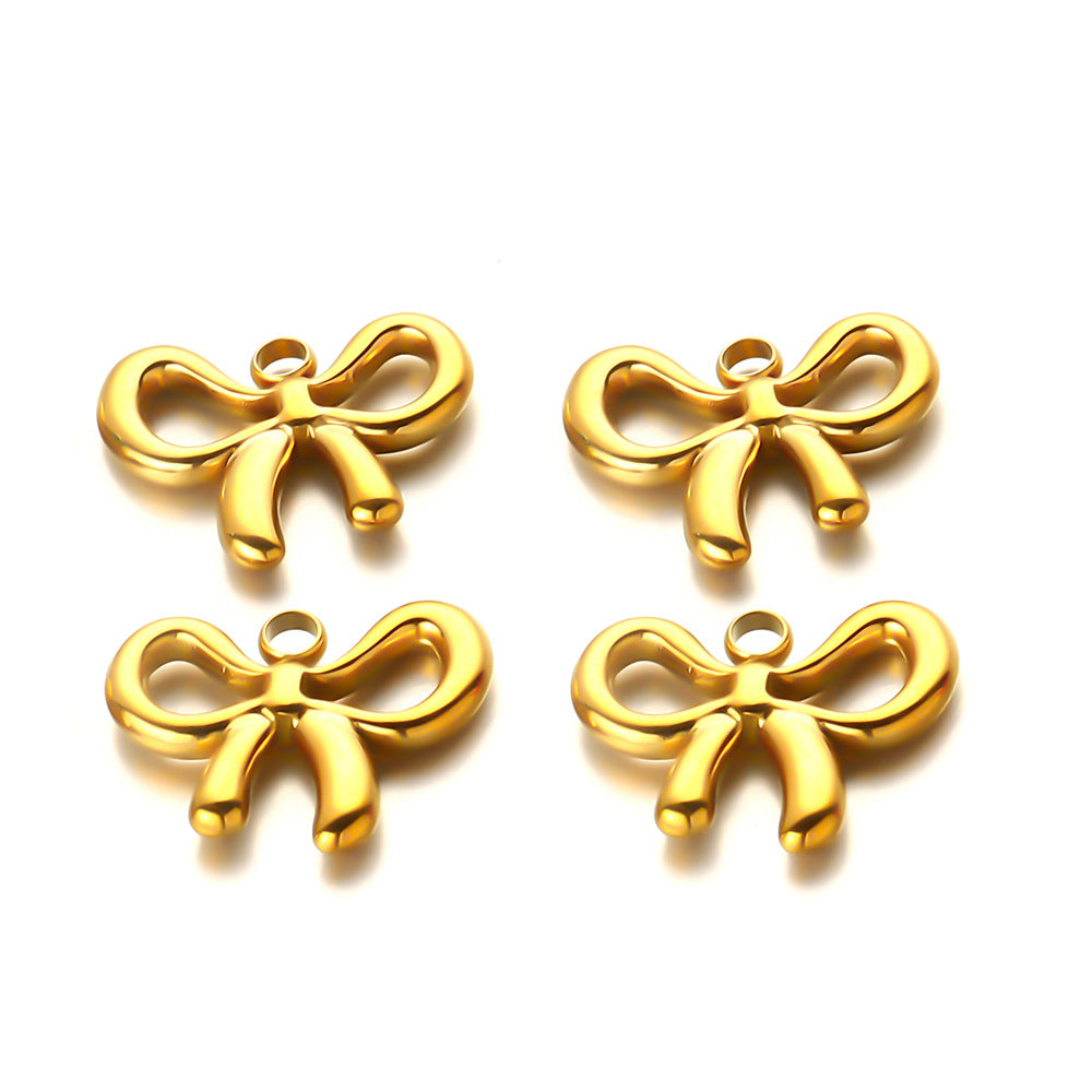 Stainless steel gold bow pendant DIY jewelry accessories pendant handmade jewelry bracelet versatile pendant accessories
