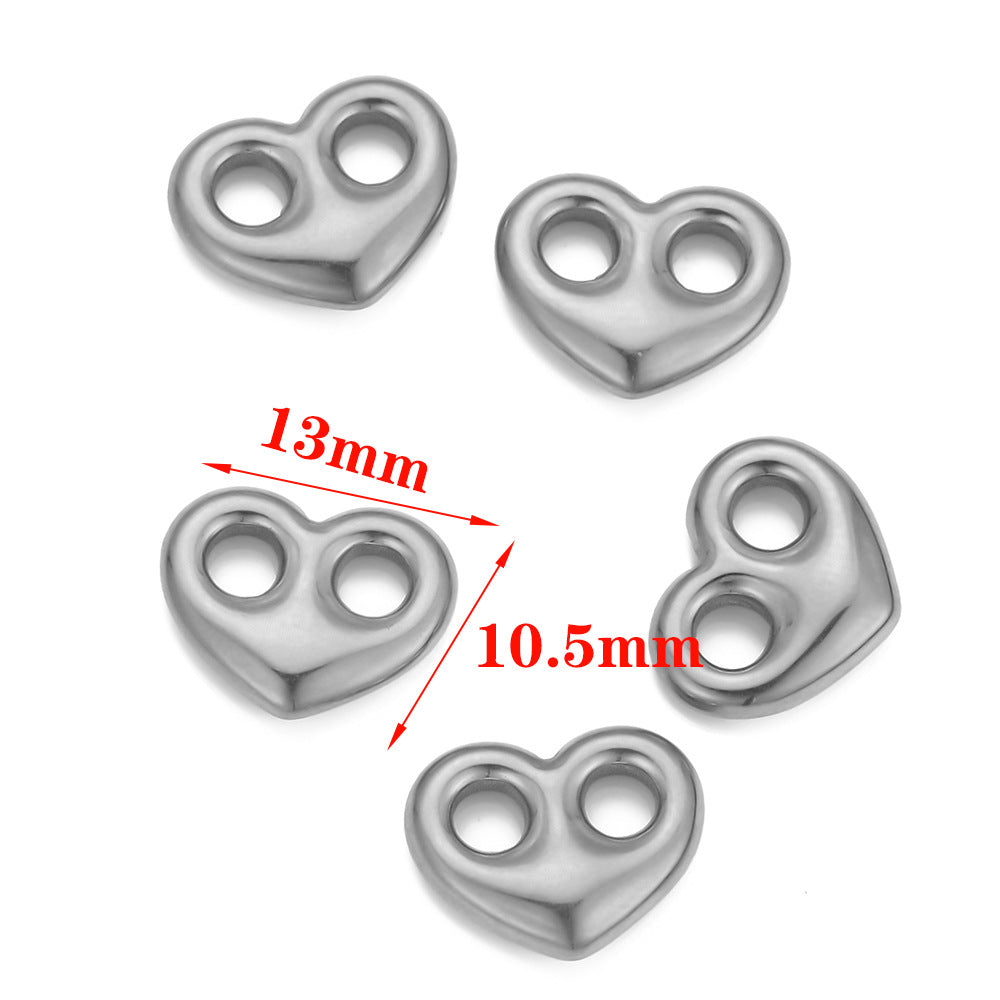 Cross-border stainless steel double-hole love pendant chain connection buckle DIY jewelry accessories pig nose buckle bead spacer accessories