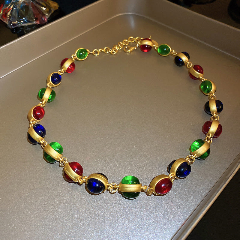 Vintage Luxury Diamond Drop Clavicle Chain Necklace - Retro Palace Style Premium Jewelry for Women