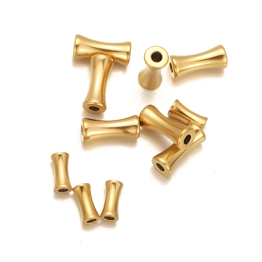 18k stainless steel vase shape hole beads vacuum plated necklace beads diy jewelry accessories gold bamboo tube beads
